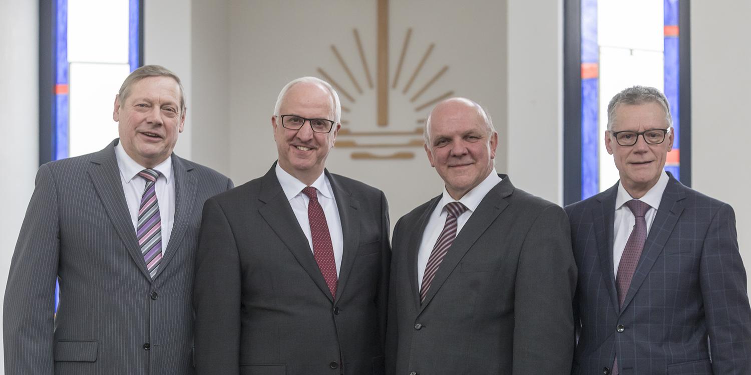 Die AG Kontakte zu Konfessionen und Religionen, von links: Rolf Wosnitzka, Volker Kühnle, Peter Johanning und Clément Haeck