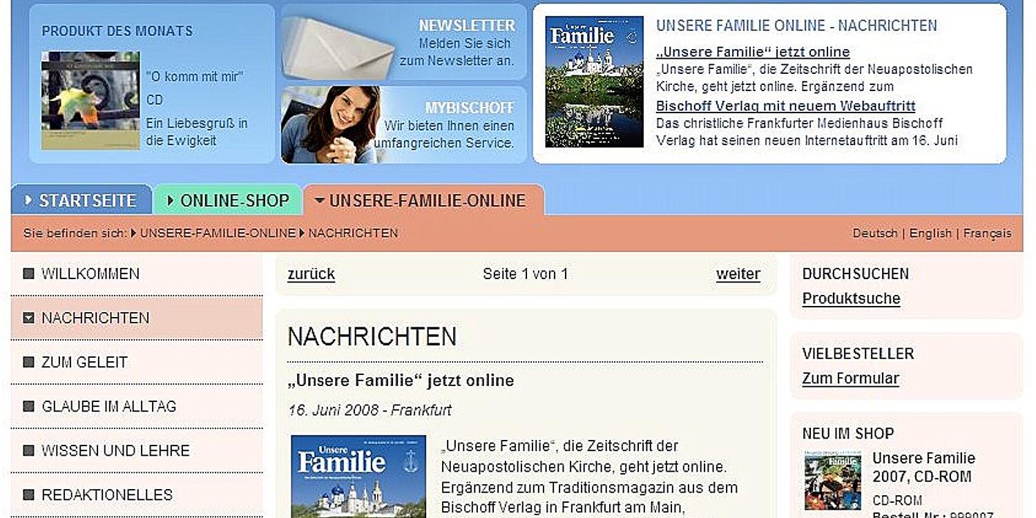 "Unsere Familie" nun auch als Internet-Magazin