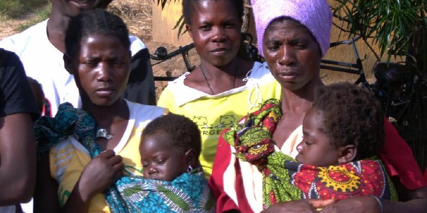 Evakuierte Familien in Sambia