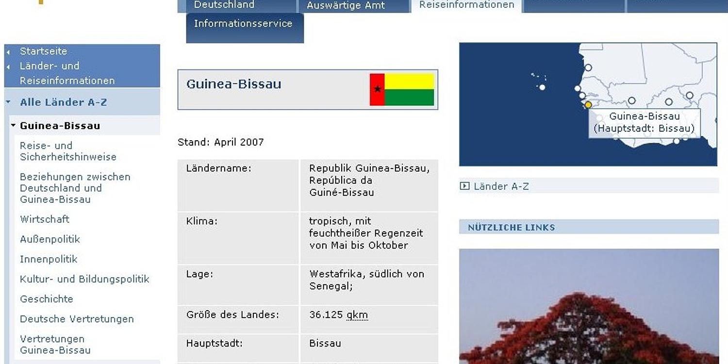 Webseite des Auswärtigen Amtes über Guinea-Bissau