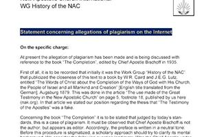 Official statement concerning allegations of plagiarism