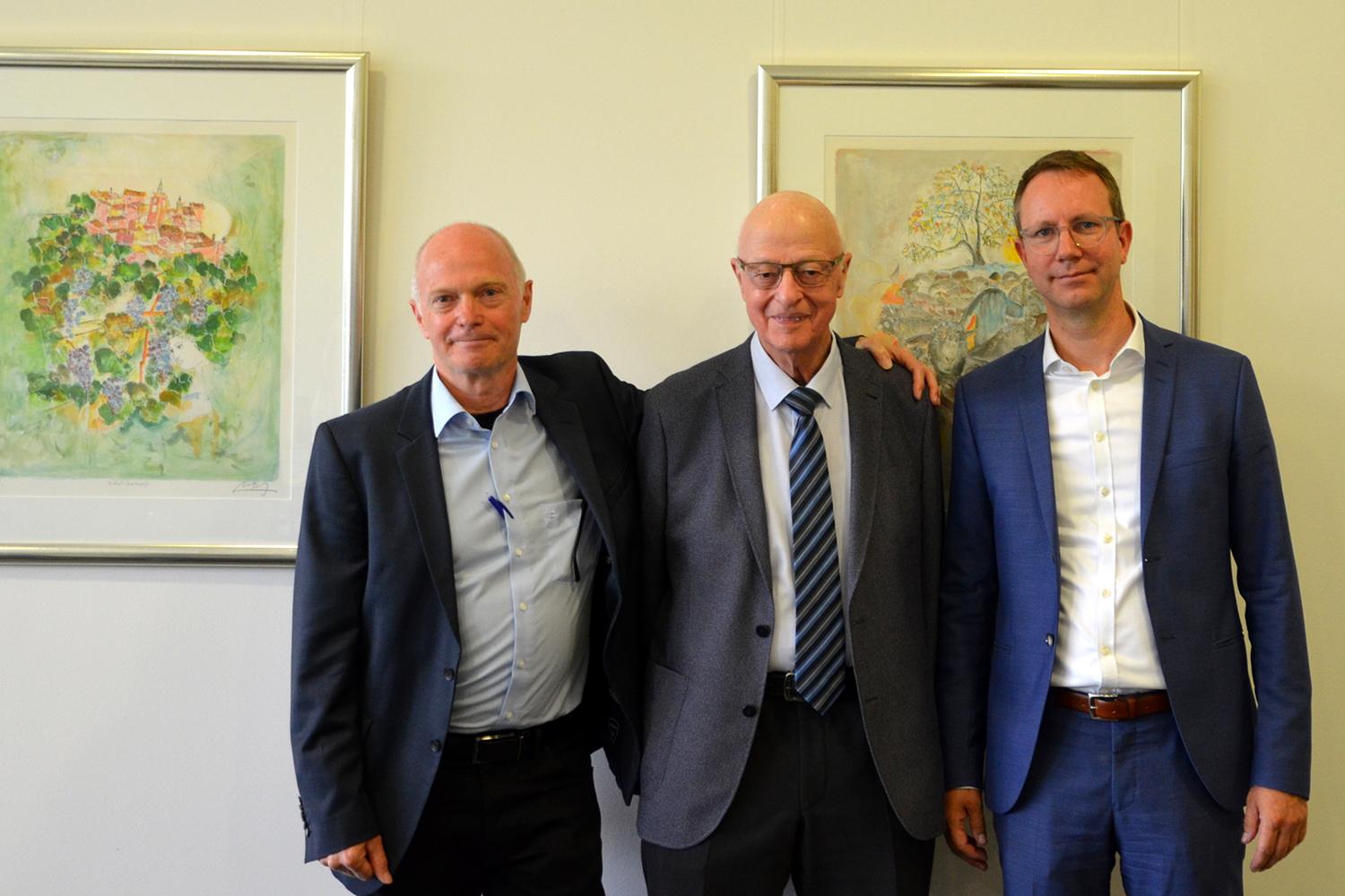 Drei Generationen der Verwaltungsleitung International: Erich Senn, Peter Angst und Frank Stegmaier