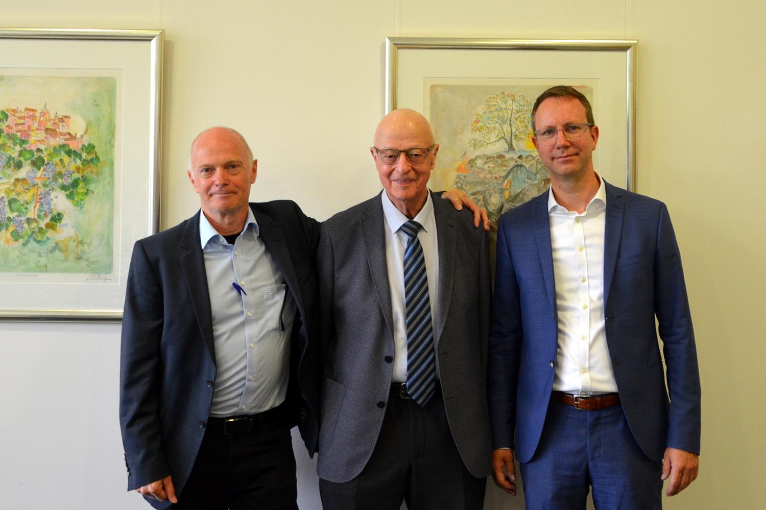 Three generations of managing directors of the international Church: Erich Senn, Peter Angst, and Frank Stegmaier